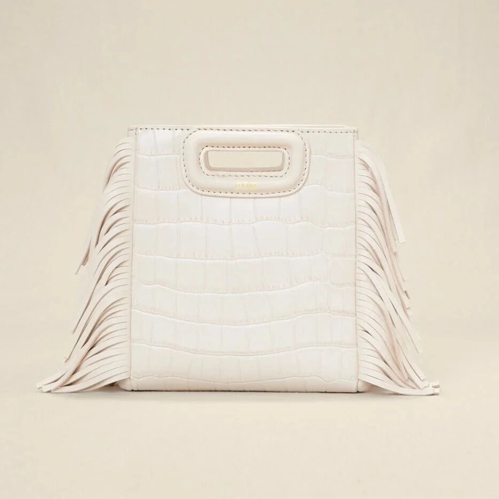 MAJE Croc White Fringe Bag (SMALL)
